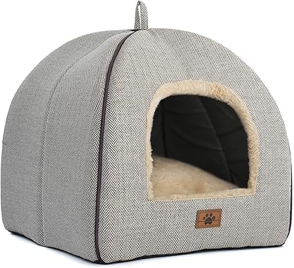 Lit niche auto-chauffant pour chat avec coussin lavable