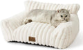 Panier-Lit pour Chat en Fourrure Synthétique, Crème