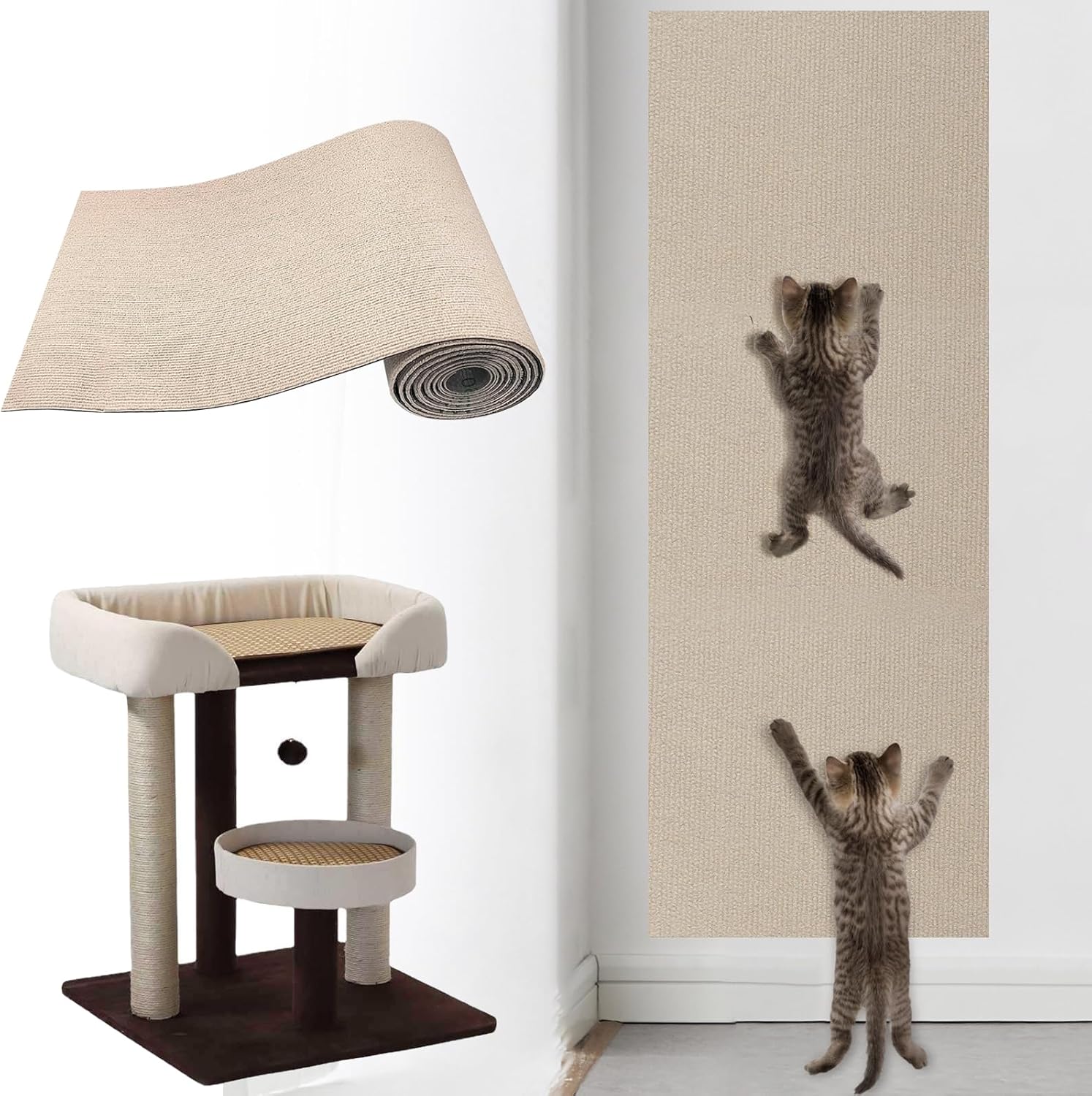 Grattoir Chat Autocollant pour Mur et Coin