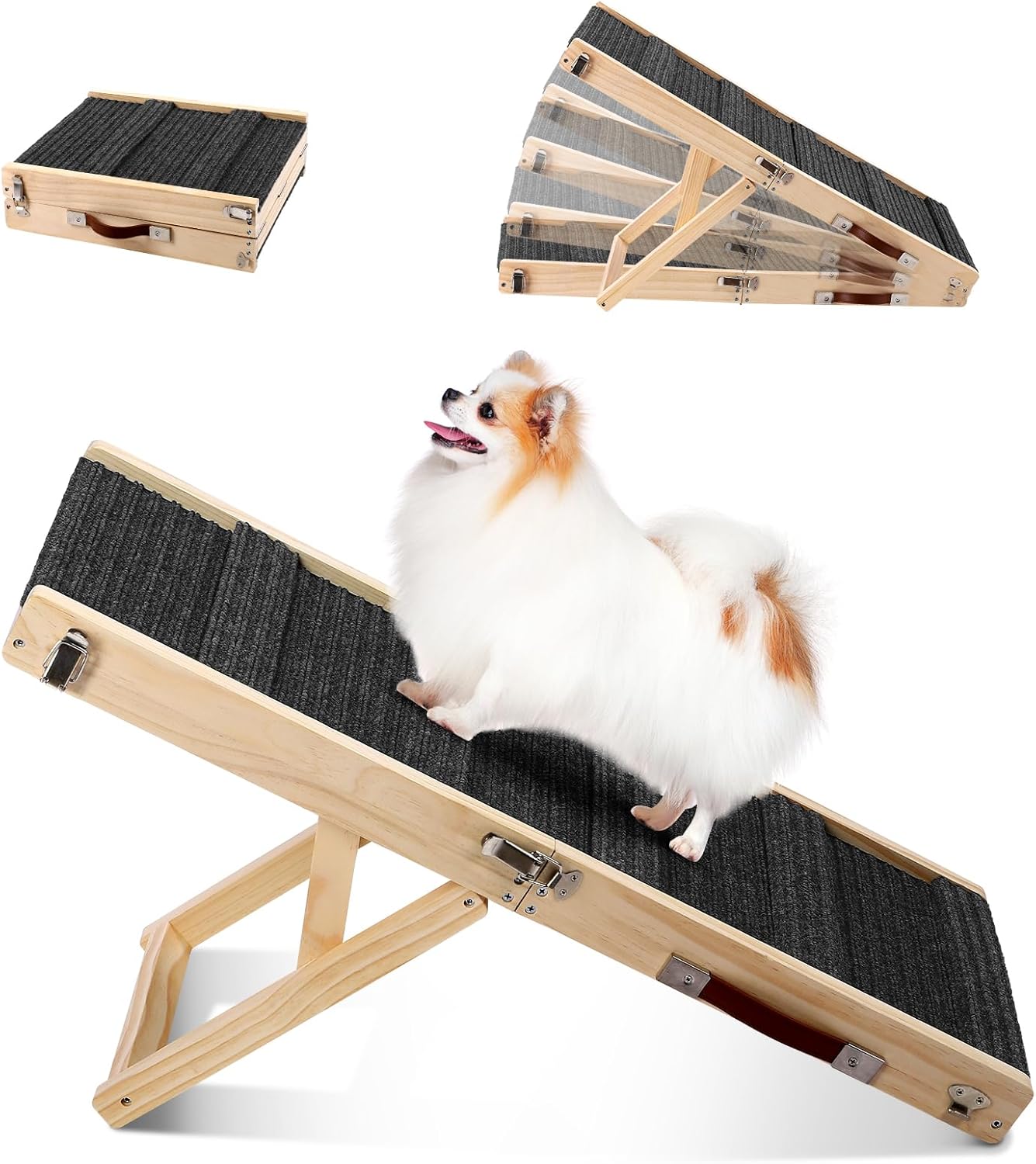 Rampe Pliable en Bois pour Chien - Hauteur Réglable