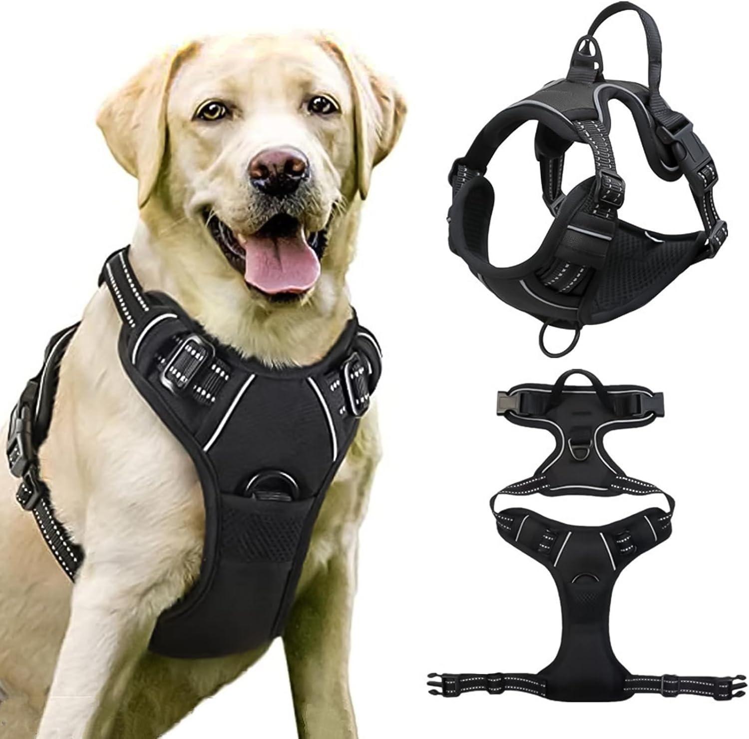 Harnais Anti Traction Réfléchissant pour Grands Chiens