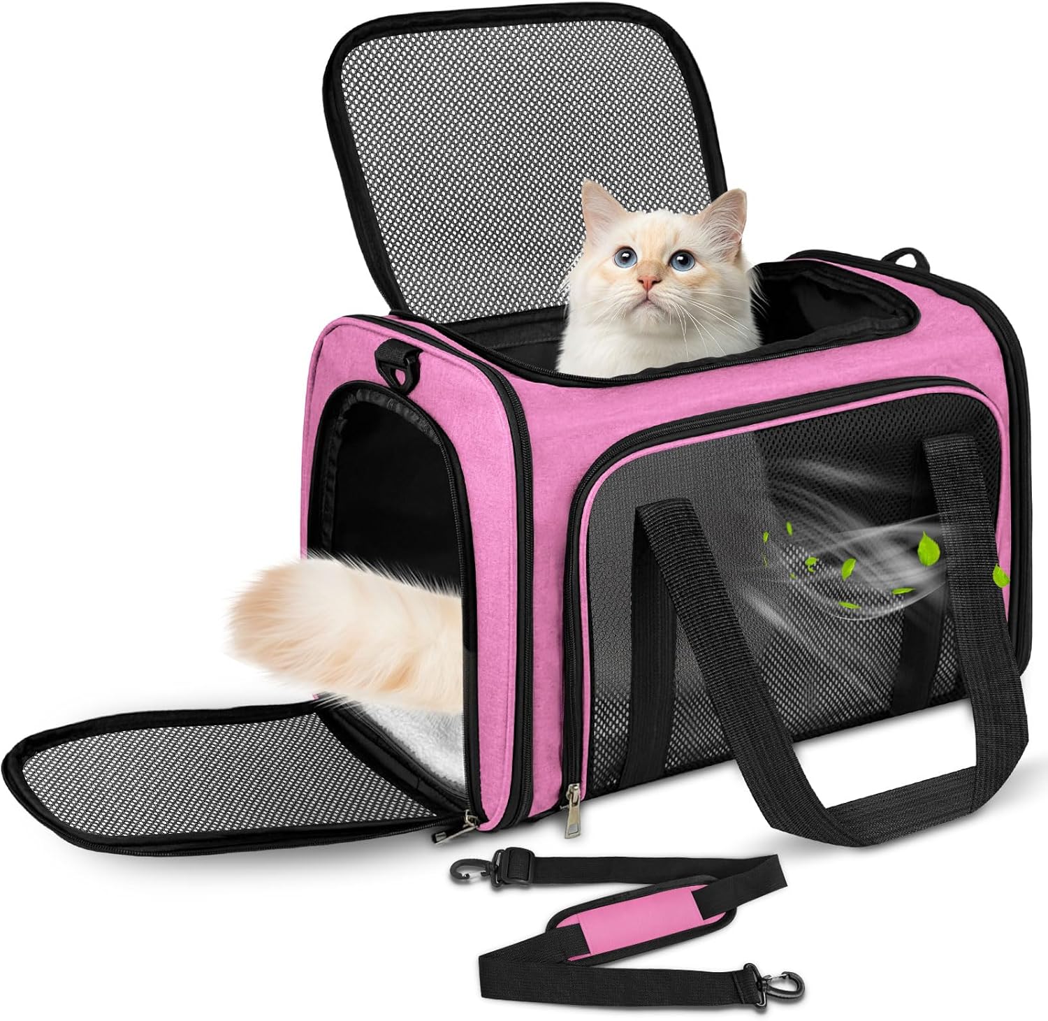 Sac de Transport Chat Rose avec Matelas Souple